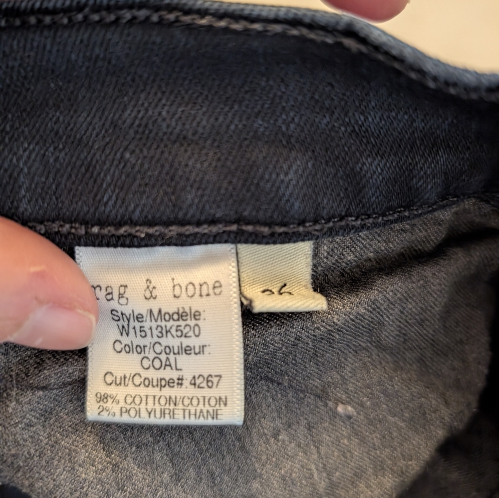 Rag & Bone High Rise Skinny Jeans - Made in USA - "Coal" Wash - Size 26 - Picture 10 of 11
